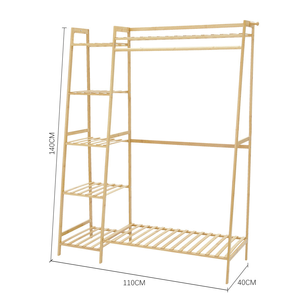Line drawing of the bamboo clothes rack with its width, depth and height marked