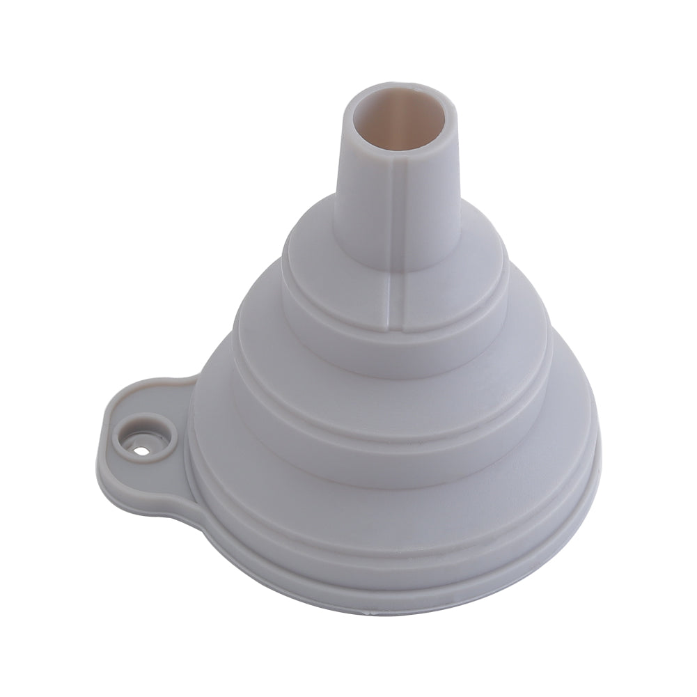 Grey folding silicone funnel, on white