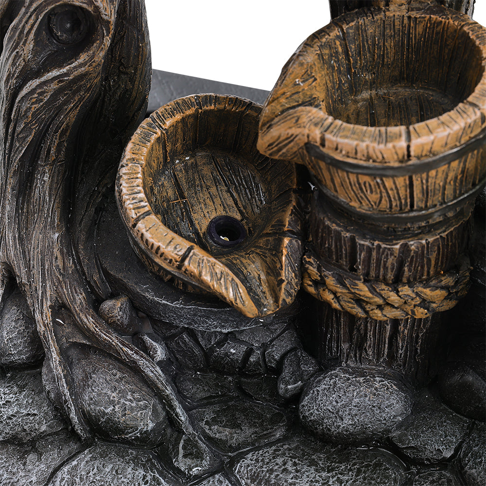 Close-up of the two resin buckets the water falls through