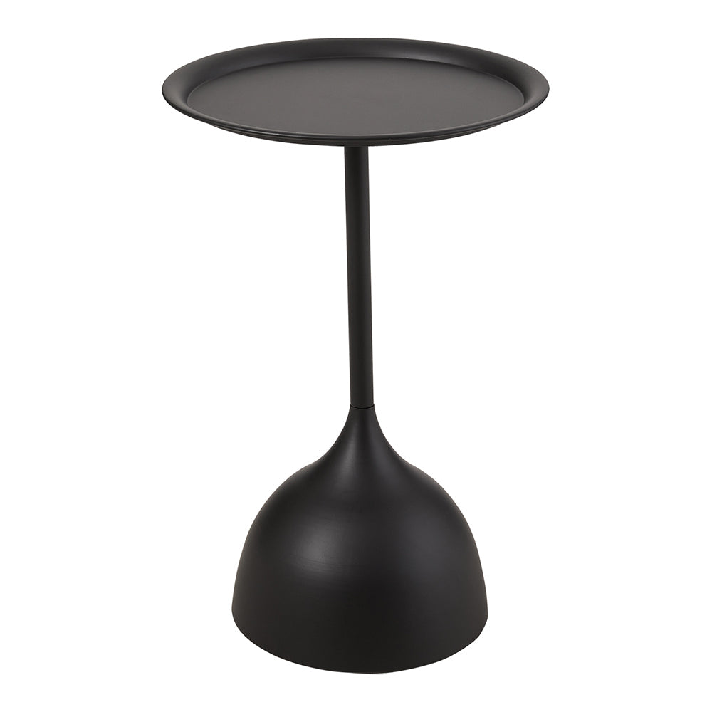 The black side table on white seen from the front