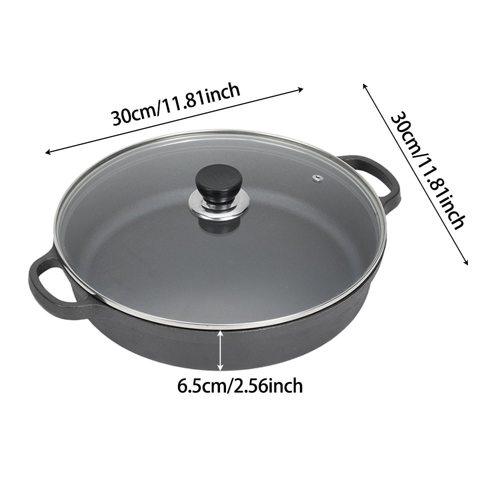 The 30 cm braiser with lid on white, 6.5 cm deep