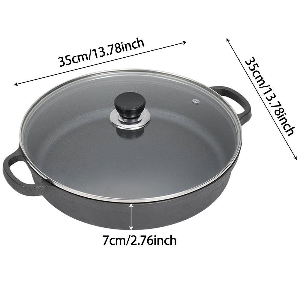 The 35 cm braiser with lid on white, 7 cm deep