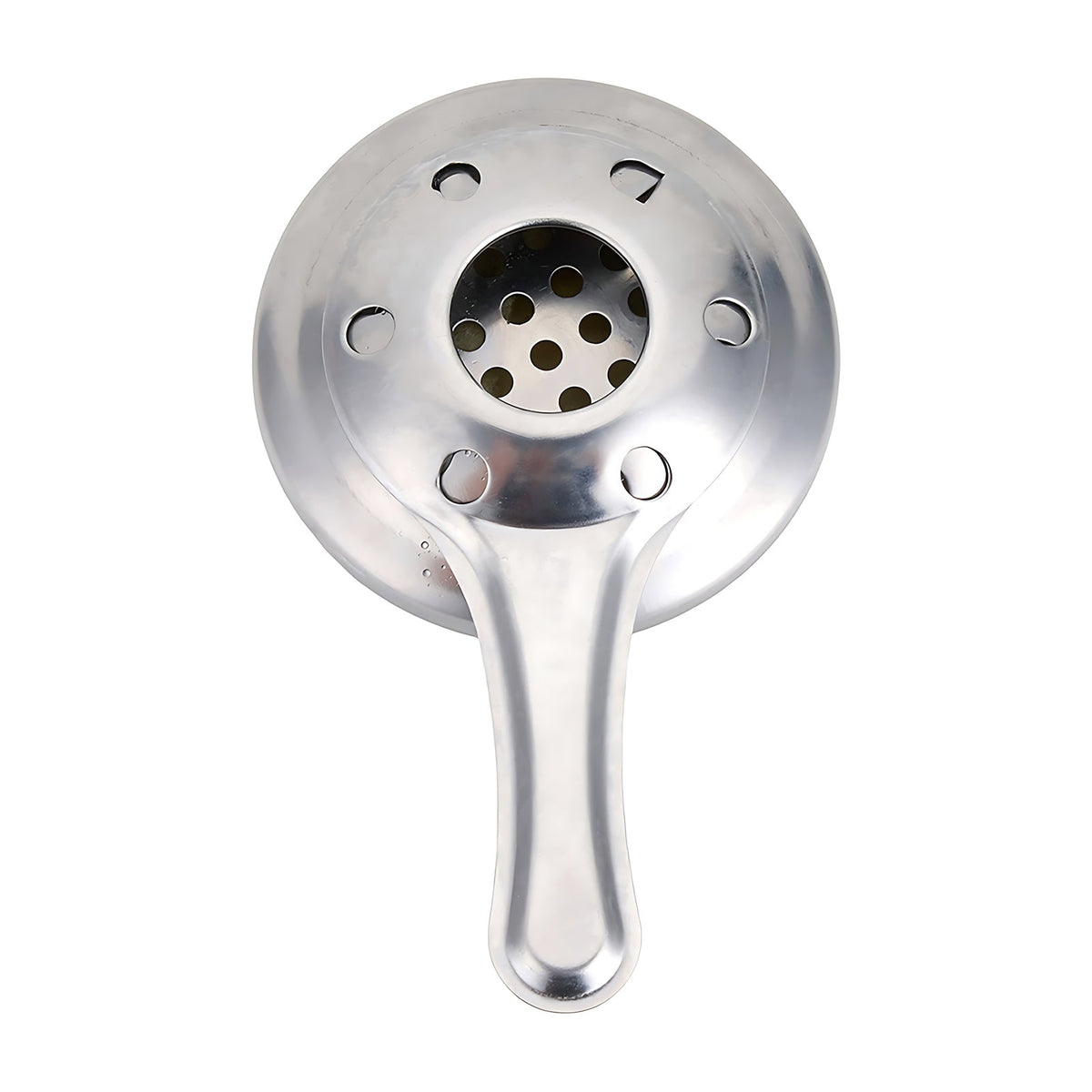 Stainless steel spirit burner with a handle on white