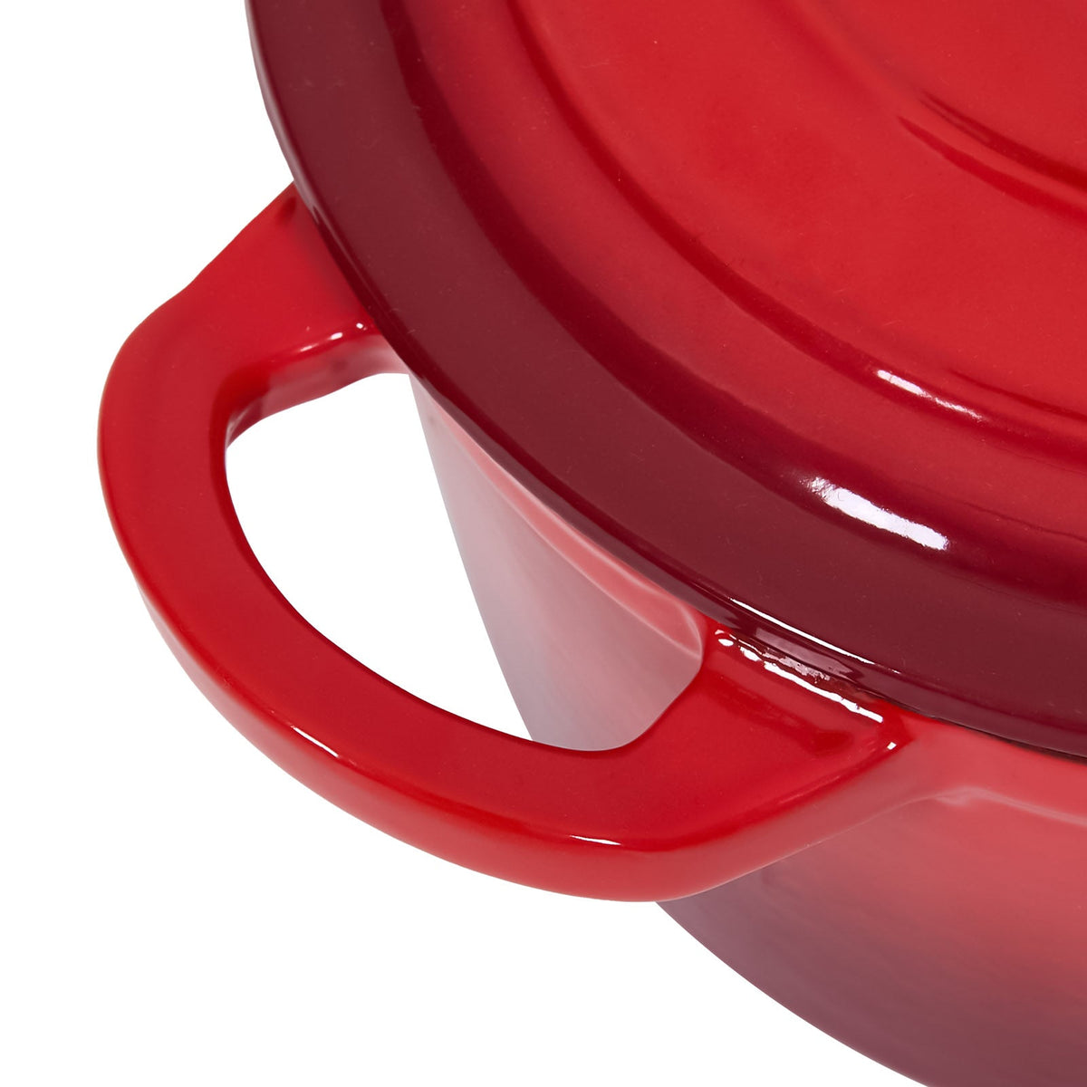 Close-up of the small red loop helper handle under the lid rim