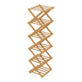 Narrow six-tier folding shoe rack in light bamboo on white