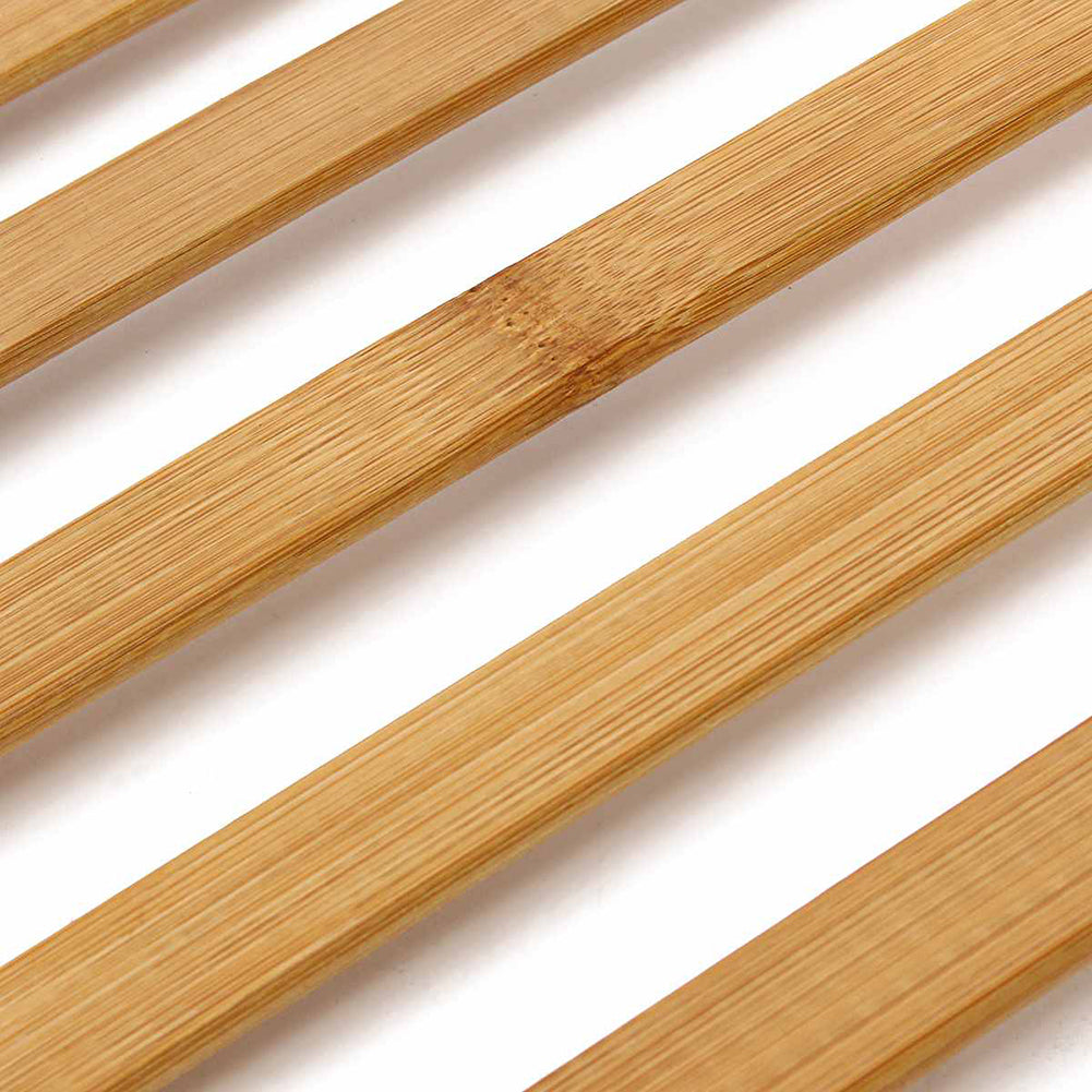 Close-up of the smooth natural wood slats