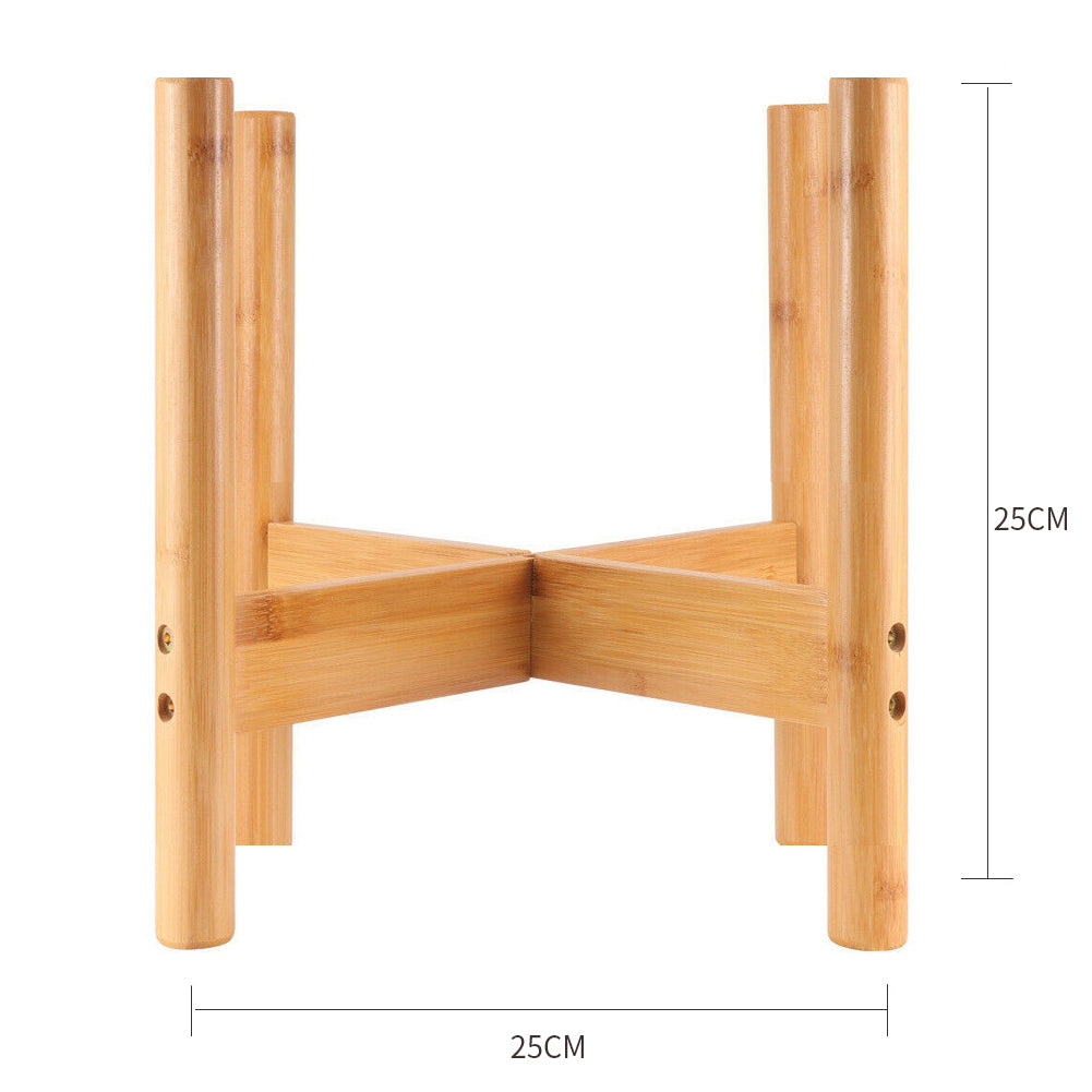 Bamboo stand on white marked 25 cm wide and 25 cm tall