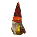 Autumn gnome with maple-leaf hat and glowing LED body on a white background